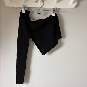 Zara Knit Black Asymmetrical One-Shoulder Top